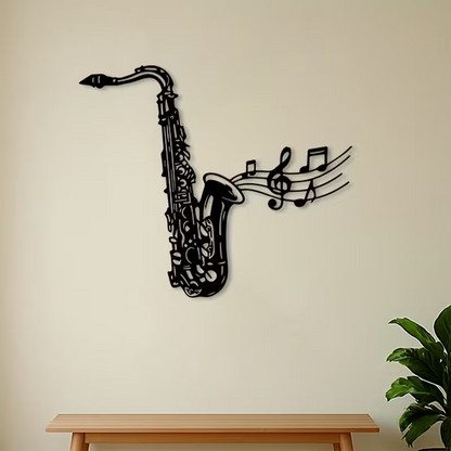 NEW Jazz Saxophone Wall Sculpture - Metal Saxophone Silhouette1
