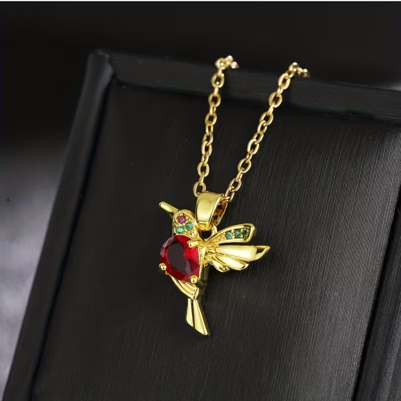 NEW Colorful  Zircon Hummingbird Necklace2
