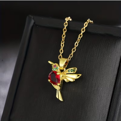 NEW Colorful  Zircon Hummingbird Necklace2