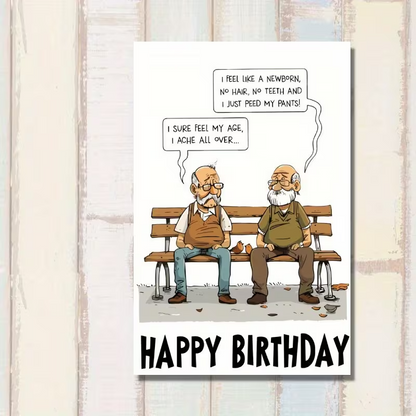 Festive Cartoon Elderly Men Birthday Card3