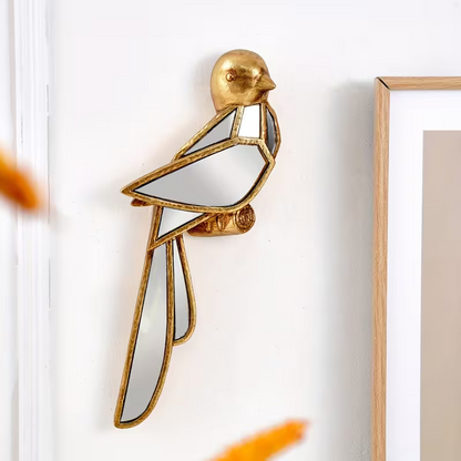 NEW Unique Bird-Shaped Resin Wall Art with Mirror Accents 1