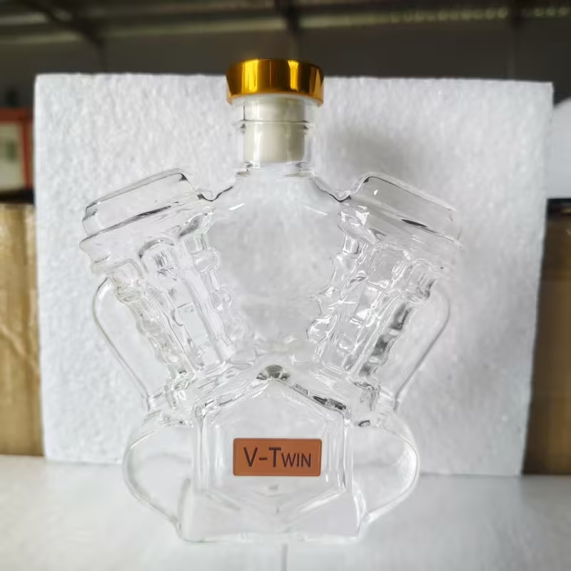 New V Twin Whiskey Bottle, H.D. Pan Head Style Engine Whiskey Bottle2
