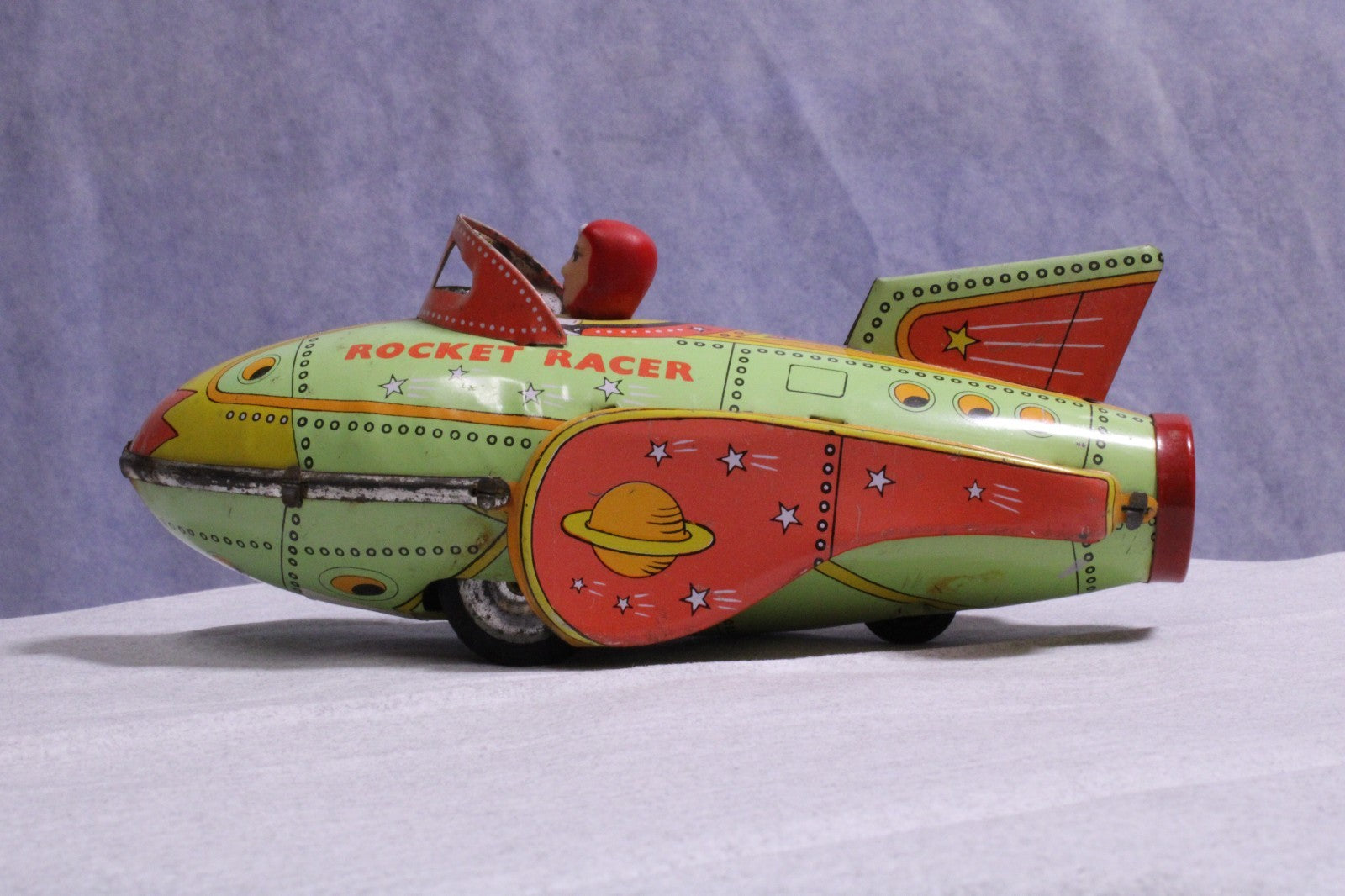 Vintage Schylling Rocket Racer  Friction Drive Tin Toy "Rocket Racer"3
