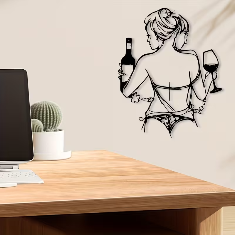 NEW Elegant Females  in Metal Silhouette with Wine Glass3