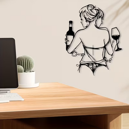 NEW Elegant Females  in Metal Silhouette with Wine Glass3
