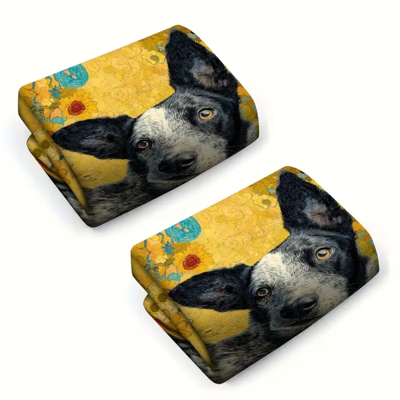 NEW 2pcs Australian Cattle Dog (Blue Heeler) Kitchen & Bath Towel Set3