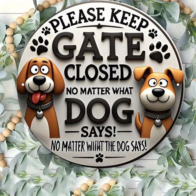 Vintage Style "Please Keep the Gate Closed, No Matter What the Dog Says!" Sign2