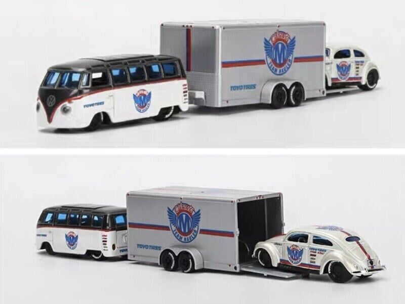 NEW Maisto Design "Team Hauler" Volkswagen Van and Volkswagen Beetle w/trailer8