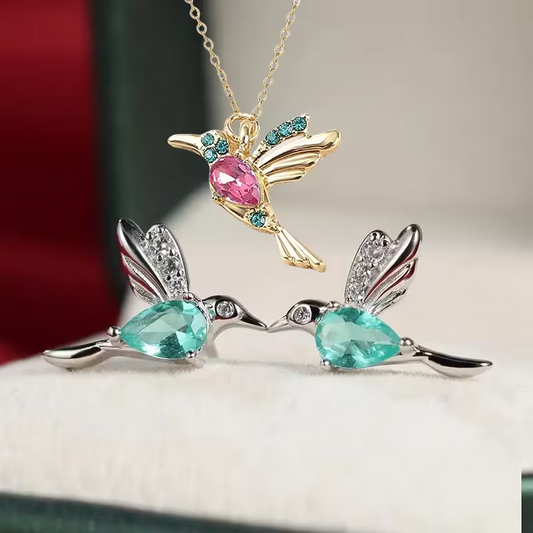 New Humming Bird Earrings & Necklace0