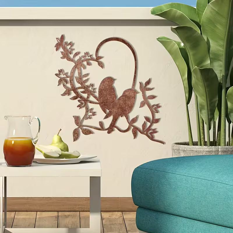 NEW Metal Love Birds  Silhouette Wall Art with Heart-Shaped Design2