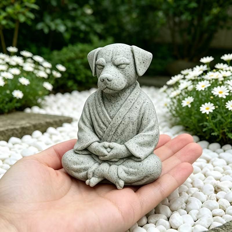 NEW DOG  Statue Funny Meditation Dog Zen Bulldog Decor Figurine0