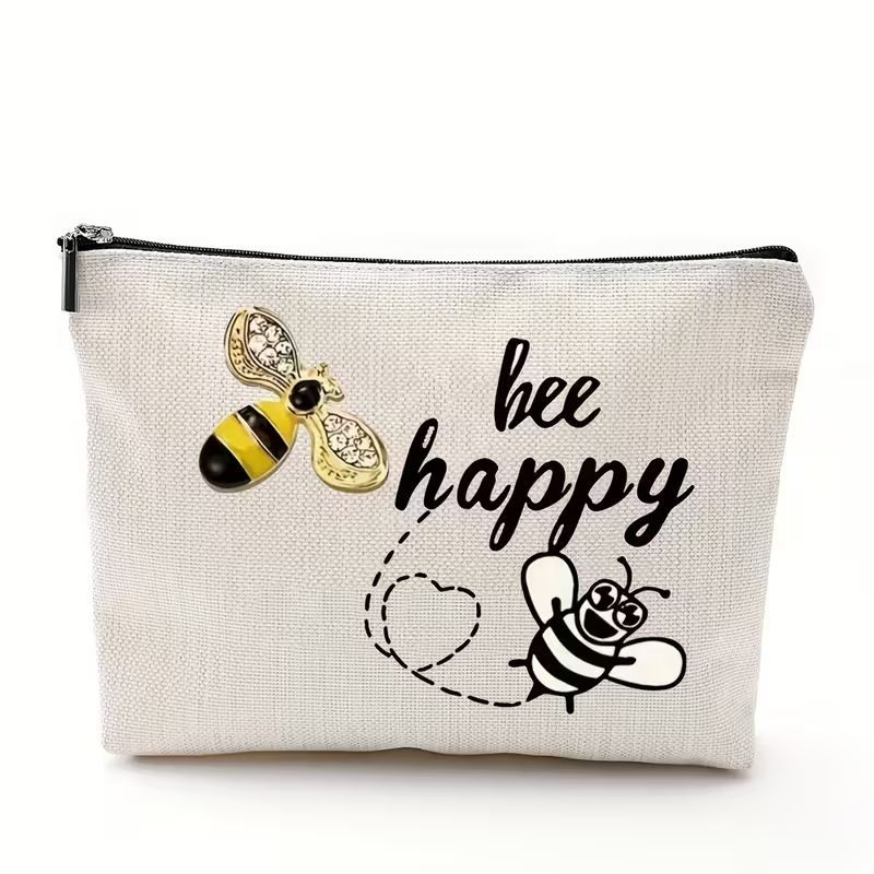 NEW Bumble Bee Make Up Bag or Multi Use  "Bee Happy" OR  "Queen Bee" Graphics0