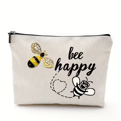 NEW Bumble Bee Make Up Bag or Multi Use  "Bee Happy" OR  "Queen Bee" Graphics0