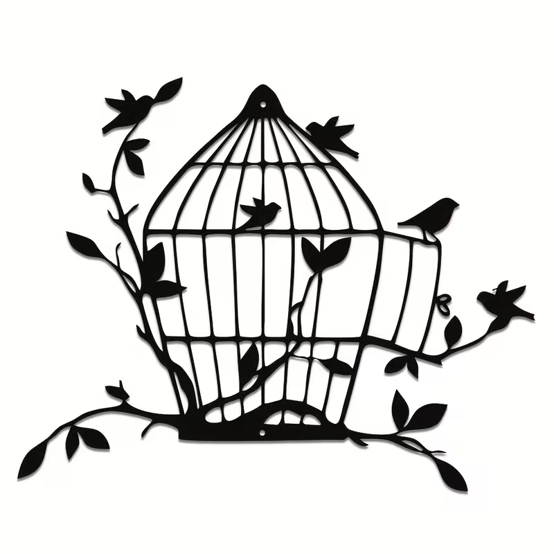 NEW Unique Metal Birdcage Wall Art0