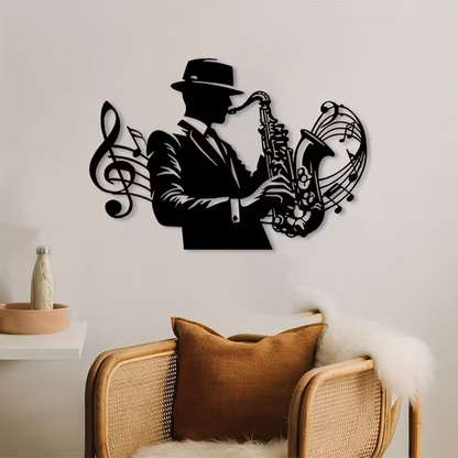 NEW Jazz Saxophone Wall Sculpture - Metal Saxophone Silhouette 3