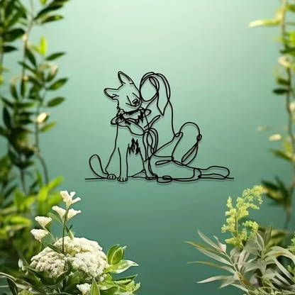 NEW  German Shepherd W/ Girl Hugging  Metal Wall Art5