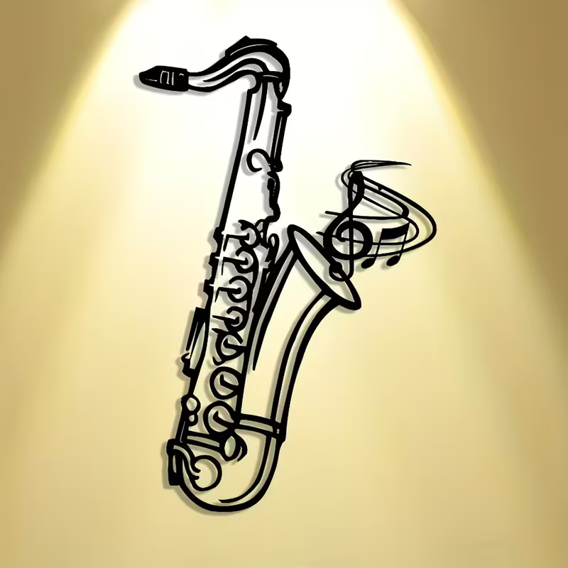 NEW Jazz Saxophone Wall Sculpture - Metal Saxophone Silhouette0