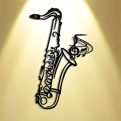 NEW Jazz Saxophone Wall Sculpture - Metal Saxophone Silhouette0