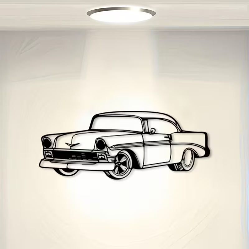 NEW Vintage 1956 Chevy Classic Metal Silhouette Wall Art2