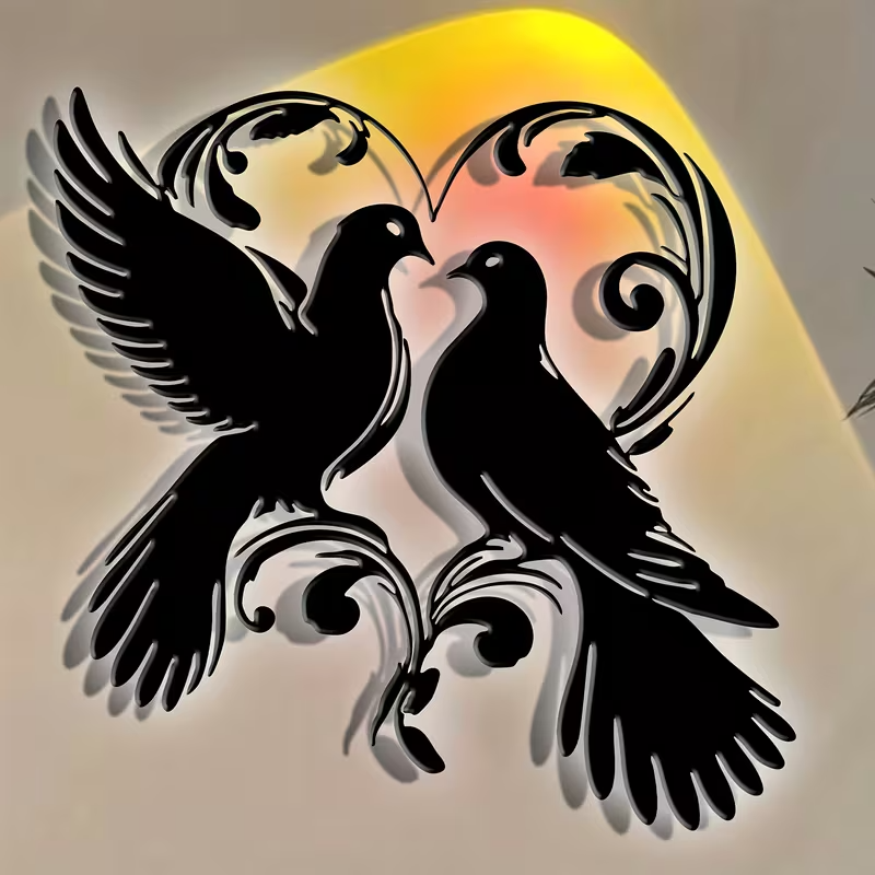 NEW Doves Metal Silhouette  Wall Sculpture5
