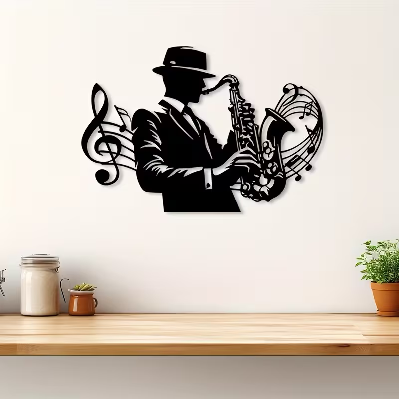 NEW Jazz Saxophone Wall Sculpture - Metal Saxophone Silhouette 5