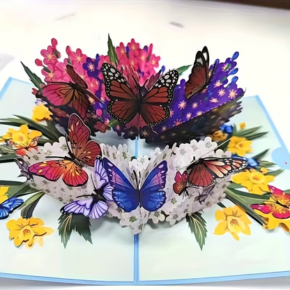 NEW Handmade 3D Butterfly Floral Greeting Card Vibrant Design, FREE SHIPPING5
