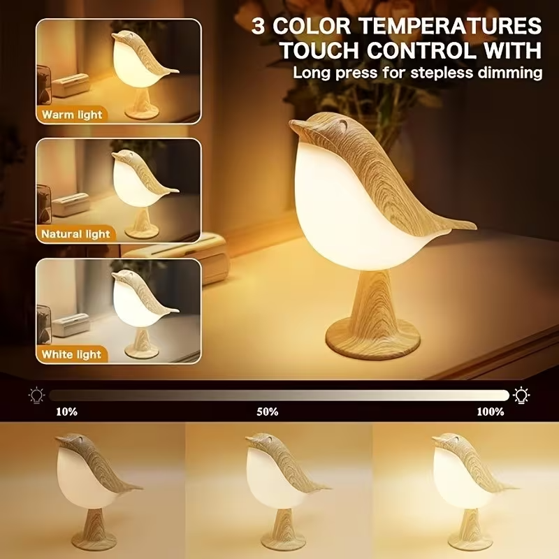 NEW Bird Desk Lamp, Small Table Lamp, Cordless  3 Touch Dimmable  Light2