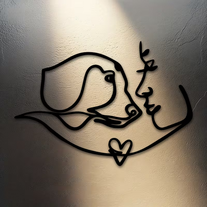 NEW Dog Hugging Owner Metal Silhouette6