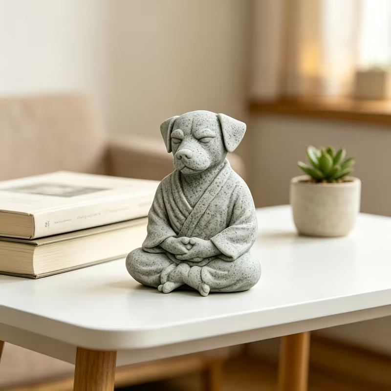 NEW DOG  Statue Funny Meditation Dog Zen Bulldog Decor Figurine4