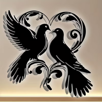 NEW Doves Metal Silhouette  Wall Sculpture2