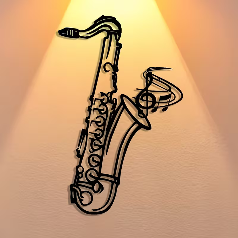 NEW Jazz Saxophone Wall Sculpture - Metal Saxophone Silhouette3