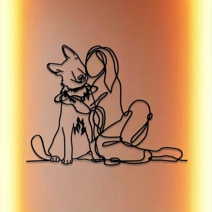 NEW  German Shepherd W/ Girl Hugging  Metal Wall Art6