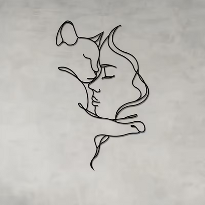NEW Classic Cat and Woman Silhouette Metal Wall Art0