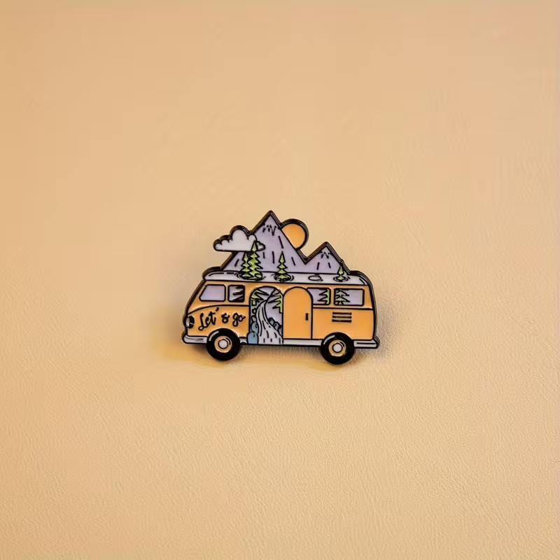 Cartoon Bus Enamel Pin, Casual Style Zinc Alloy Brooch for Apparel And Bags5