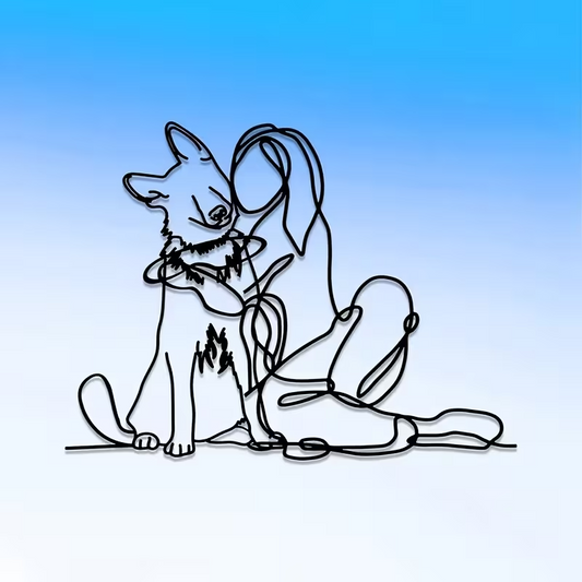 NEW  German Shepherd W/ Girl Hugging  Metal Wall Art0