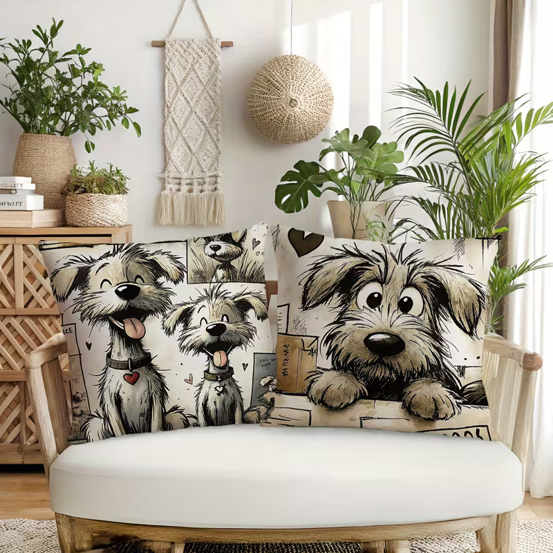 NEW 4pcs of Cartoon Dog Pattern Pillow Covers ( Set of 4 )10