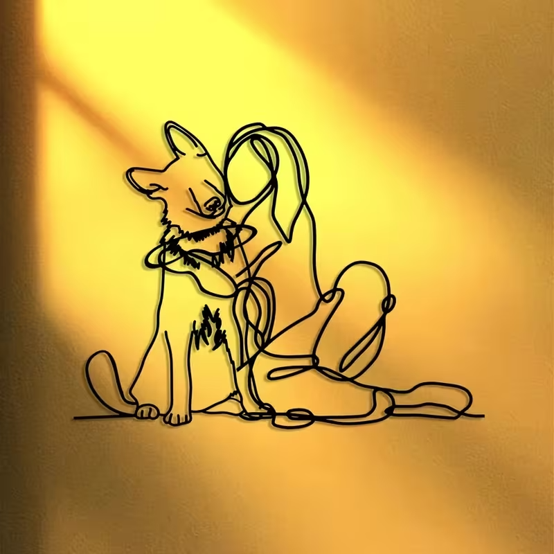 NEW  German Shepherd W/ Girl Hugging  Metal Wall Art3