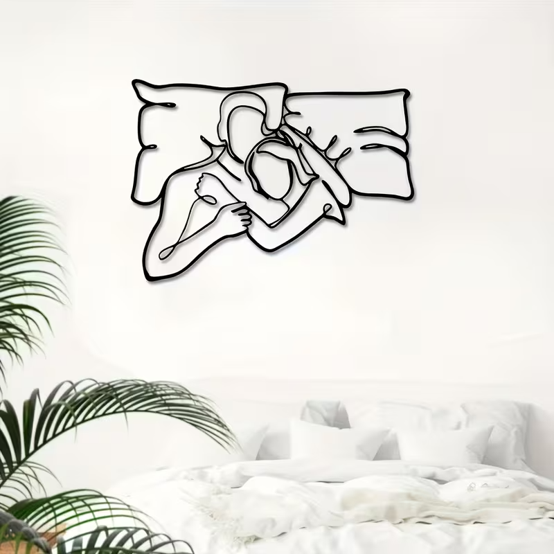 NEW  Loving Couple Minimalist  Metal Wall Silhouette3
