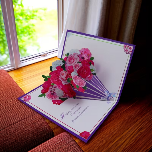 NEW 3D Rose Bouquet Greeting Card Free Shipping0