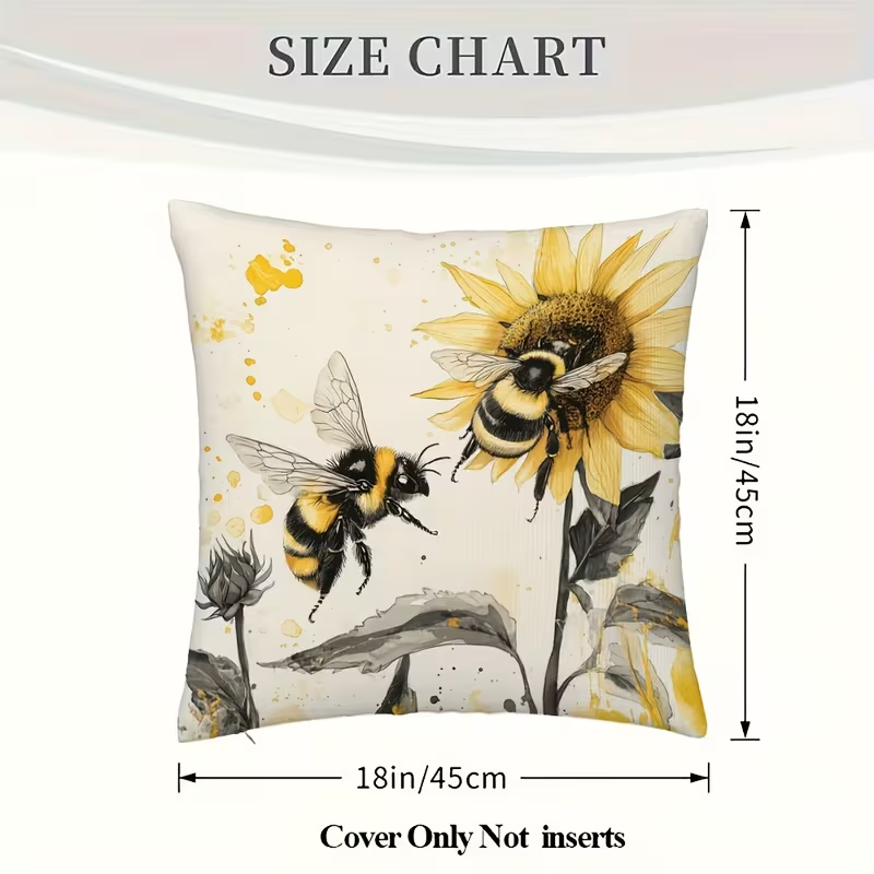 NEW  Plush Throw Pillow Covers Bumble  Bee Theme ( Set Of Two )2