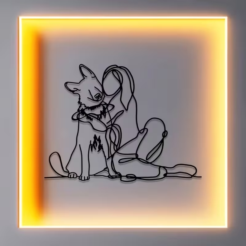 NEW  German Shepherd W/ Girl Hugging  Metal Wall Art7