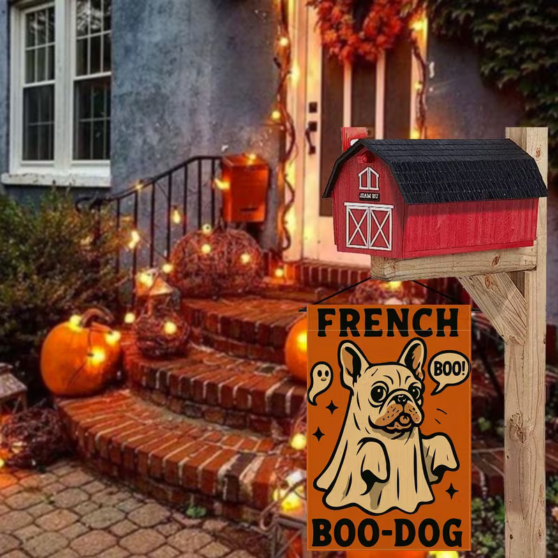 NEW Halloween Bulldog "  French Boo Dog " Yard Flag1
