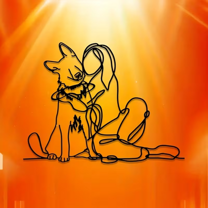 NEW  German Shepherd W/ Girl Hugging  Metal Wall Art2