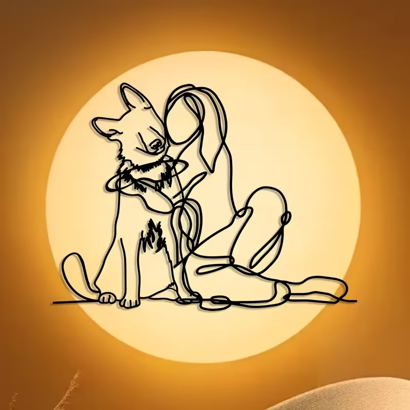 NEW  German Shepherd W/ Girl Hugging  Metal Wall Art8