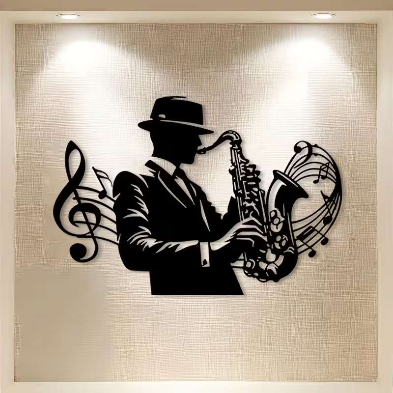 NEW Jazz Saxophone Wall Sculpture - Metal Saxophone Silhouette 4