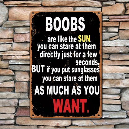 NEW BOOBS Sarcastic Vintage Looking Metal Sign4