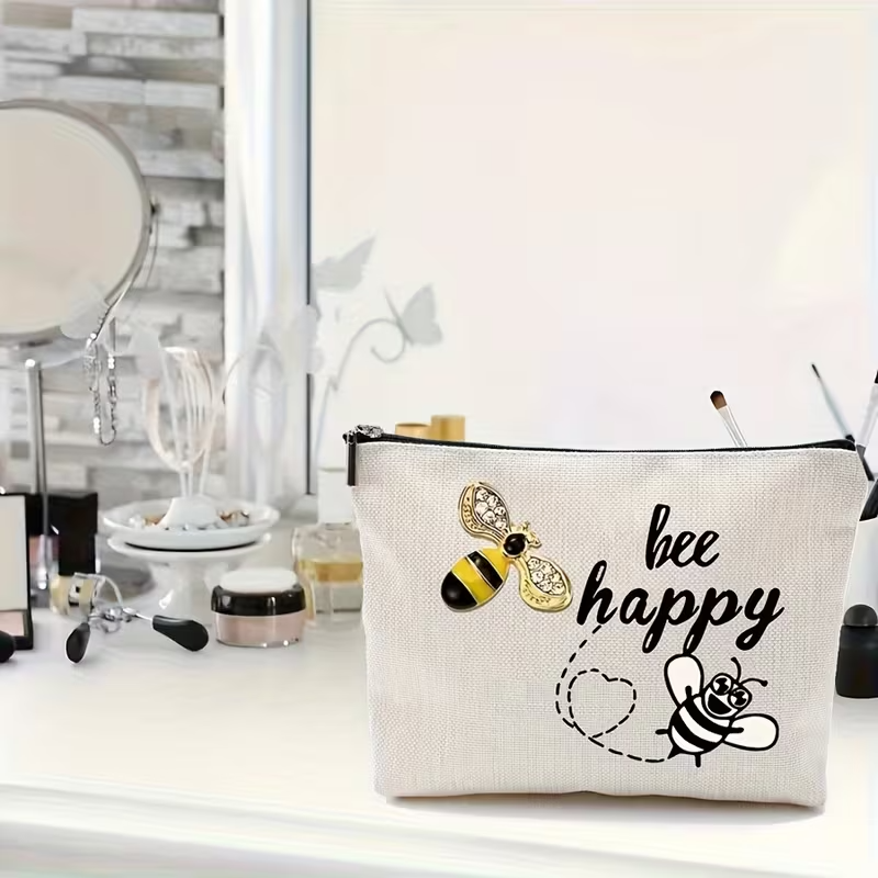 NEW Bumble Bee Make Up Bag or Multi Use  "Bee Happy" OR  "Queen Bee" Graphics3