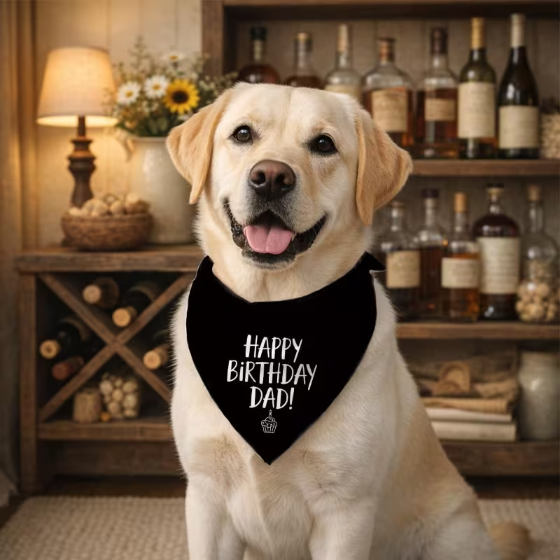 NEW Dog Bandana 24.8 X 11 Inches "Happy Birthday Dad" 1
