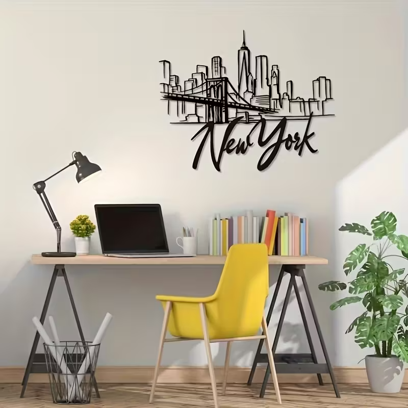 NEW, New York City Skyline Metal Wall Art with Brooklyn Bridge3
