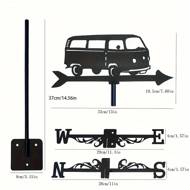 NEW Metal Volkswagen Bus Wind Vane - Outdoor Weathervane Large Size3